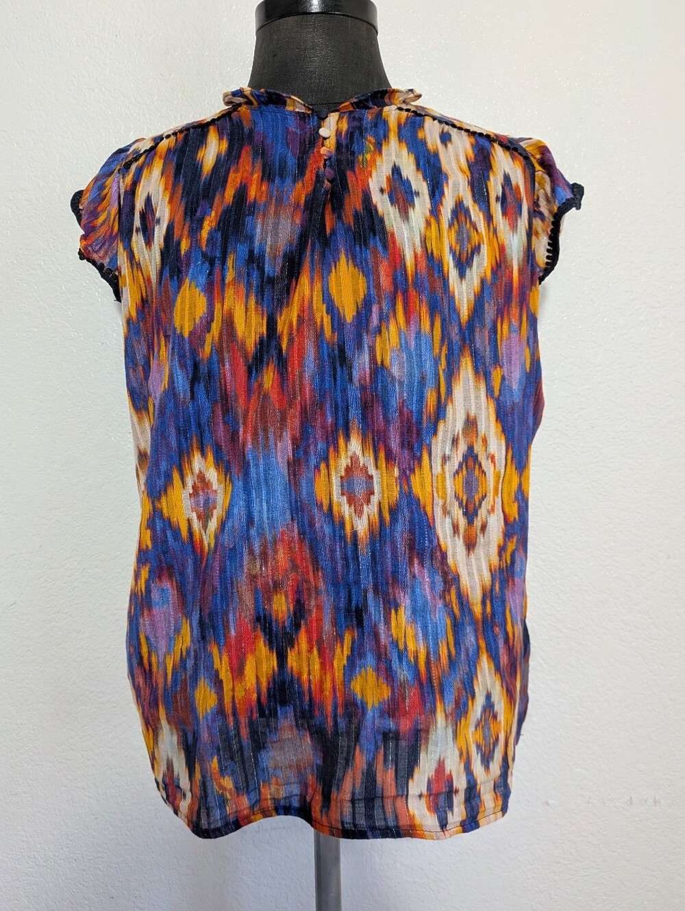 Cupio Multicolor Cotton  Cap-Sleeve Blouse Top Size X-Large